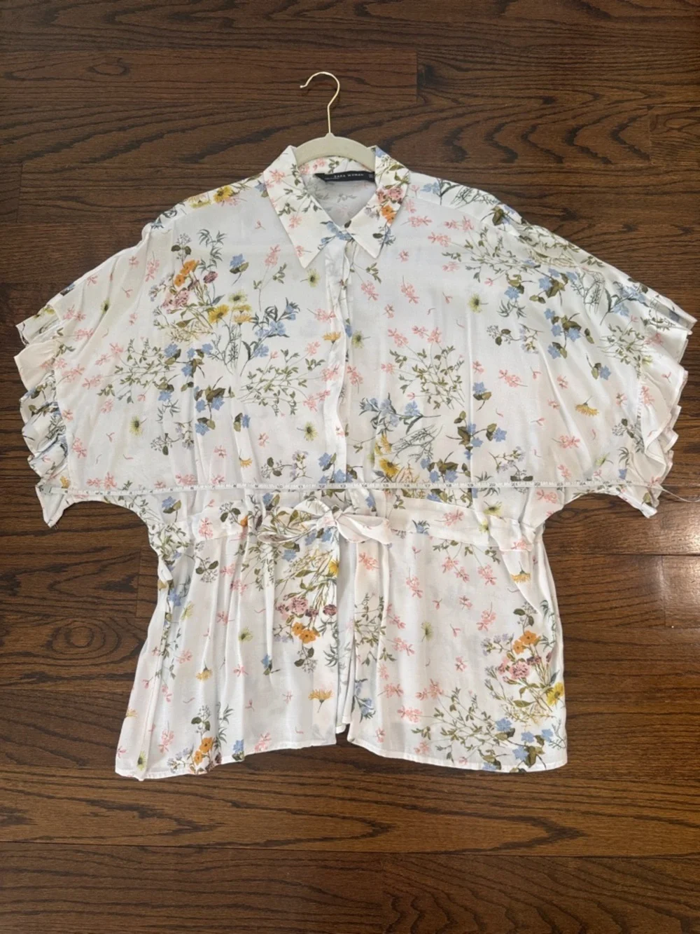 ZARA SHIRT WITH RUFFLES AND BOW SZ M - Picture 3 of 4